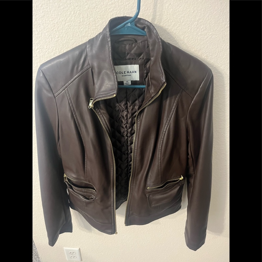 Cole Haan Brown leather jacket xs